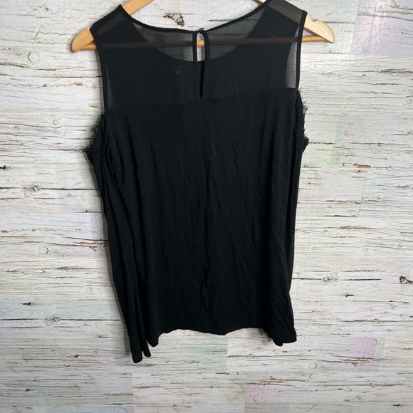 Michael Kors black blouse lace sheer long sleeve blouse open shoulder medium - Picture 6 of 9
